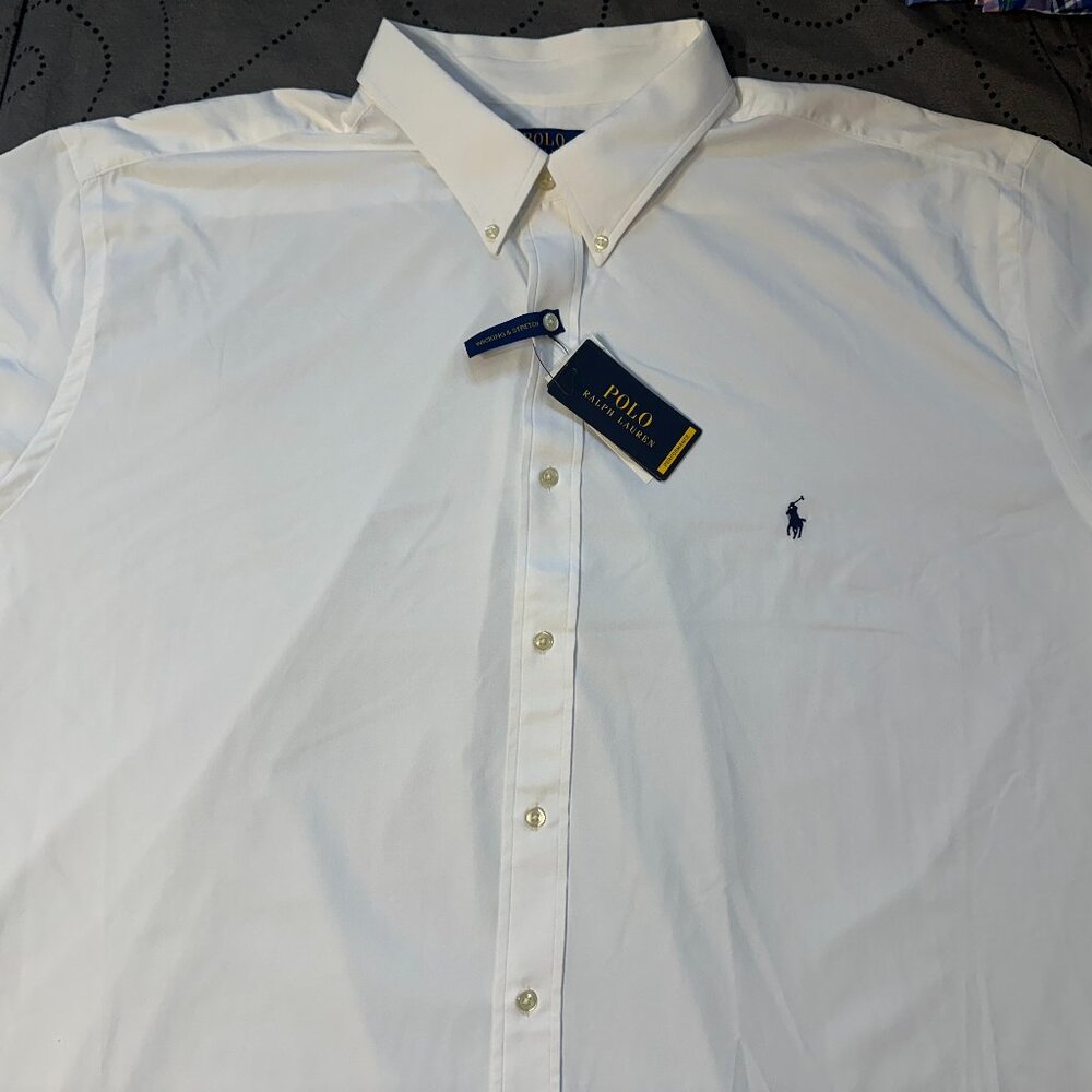 RALPH LAUREN PERFORMA FIT BUTTON DOWN WHITE S/S SHIRT SIZE 3XLT MEN $138.00